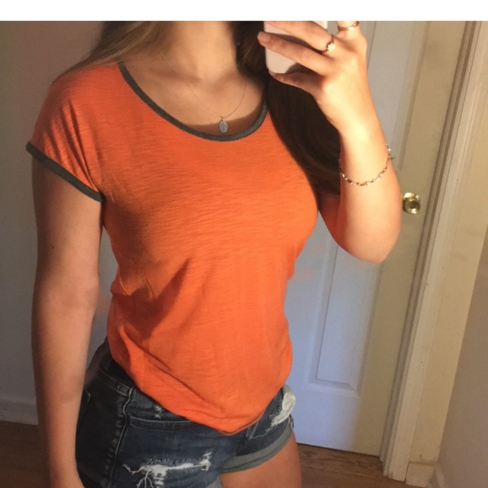 Gilligan sleepwear XS top orange & gray EUC light weight